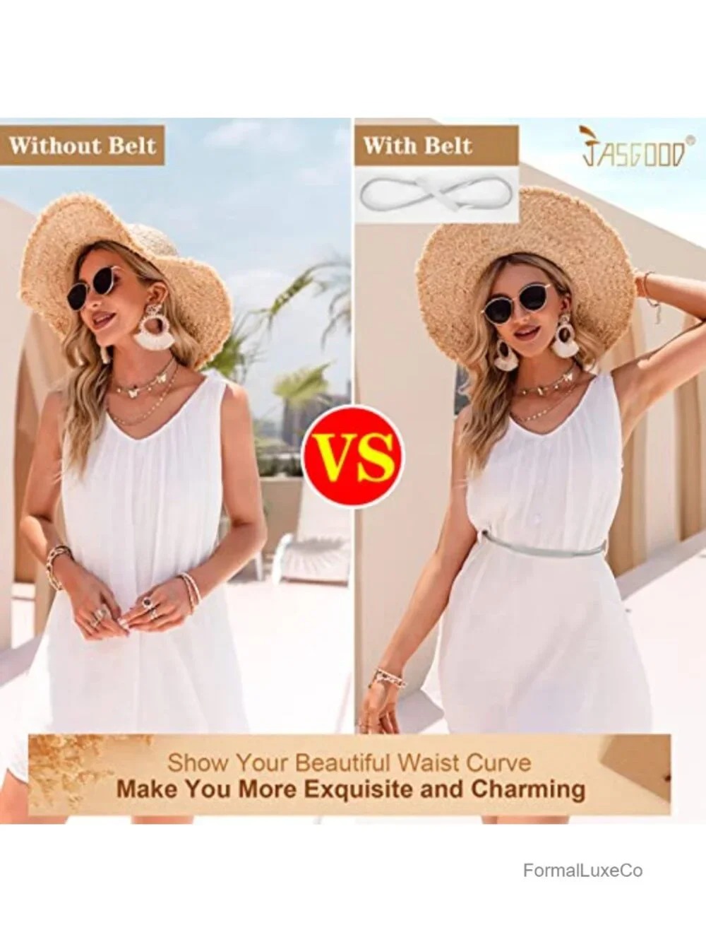 Skinny Metal Waist Belt Elastic Chain Belt for Dresses